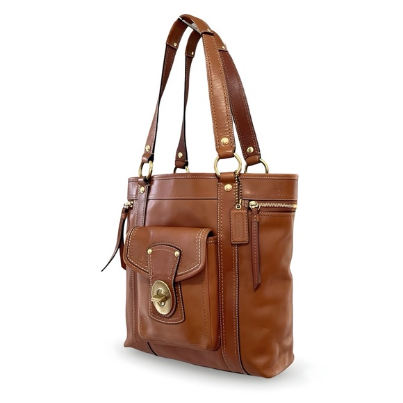 Coach Cognac Burnished Leather Legacy Gigi Shopper Tote Shoulder Bag - Picture 6 of 12